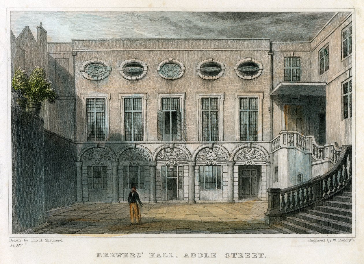 Brewers Hall, Addle Caddesi, Londra Şehri, 1831. by William Radclyffe