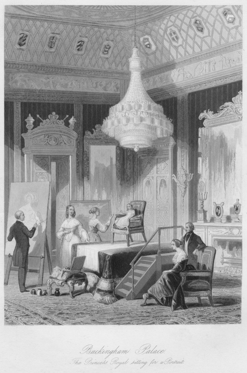 Buckingham Sarayı. Bir Portre için oturan Kraliyet Prensesi, c1841 by William Radclyffe