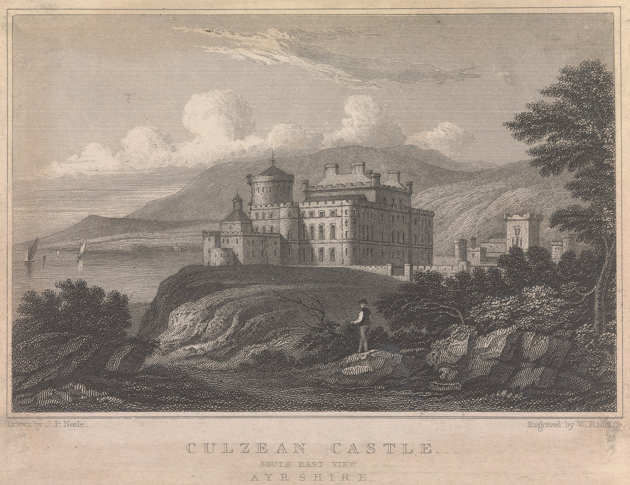 Culzean Kalesi, Güney Doğu Görünümü, Ayrshire; sayfa 84 (Birinci Cilt) by William Radclyffe