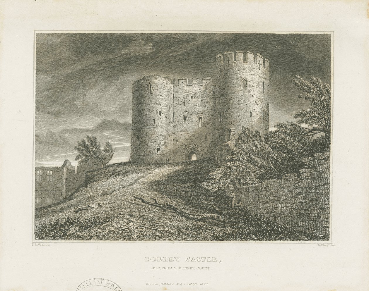 Dudley Kalesi - Kale: gravür, nd [c1828] by William Radclyffe