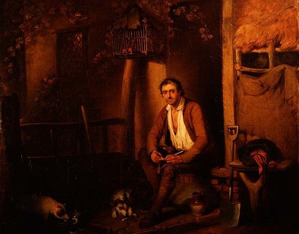 Oturan işçi ile yazlık dış by William Redmore Bigg