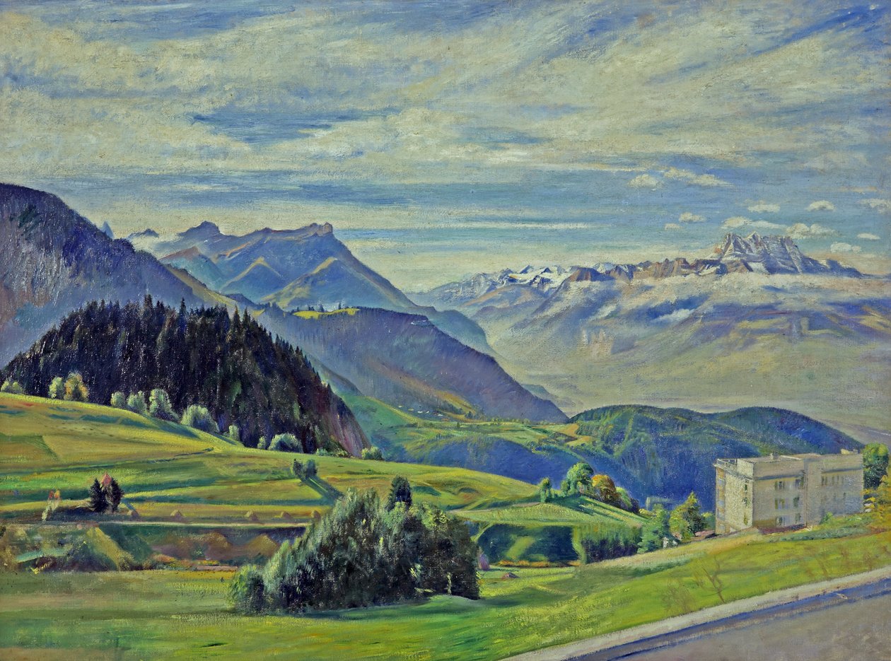 Le Dent du Midi, Leysin, İsviçre (tuval üzerine yağlı boya) by William Rothenstein