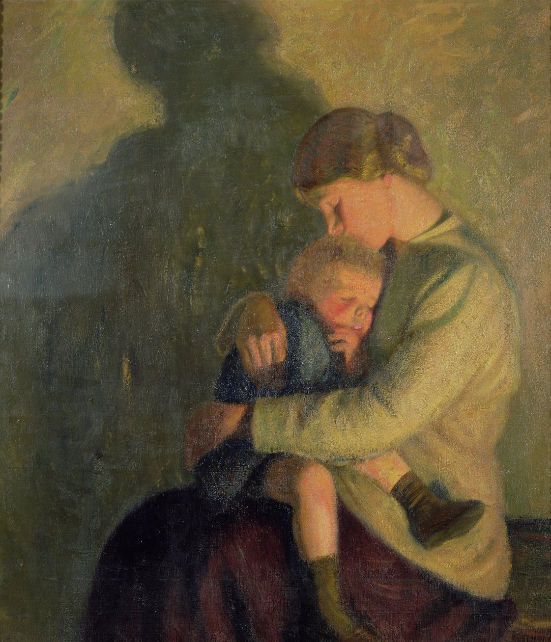 Anne ve Çocuk: Mum Işığı (tuval üzerine yağlı boya) by William Rothenstein