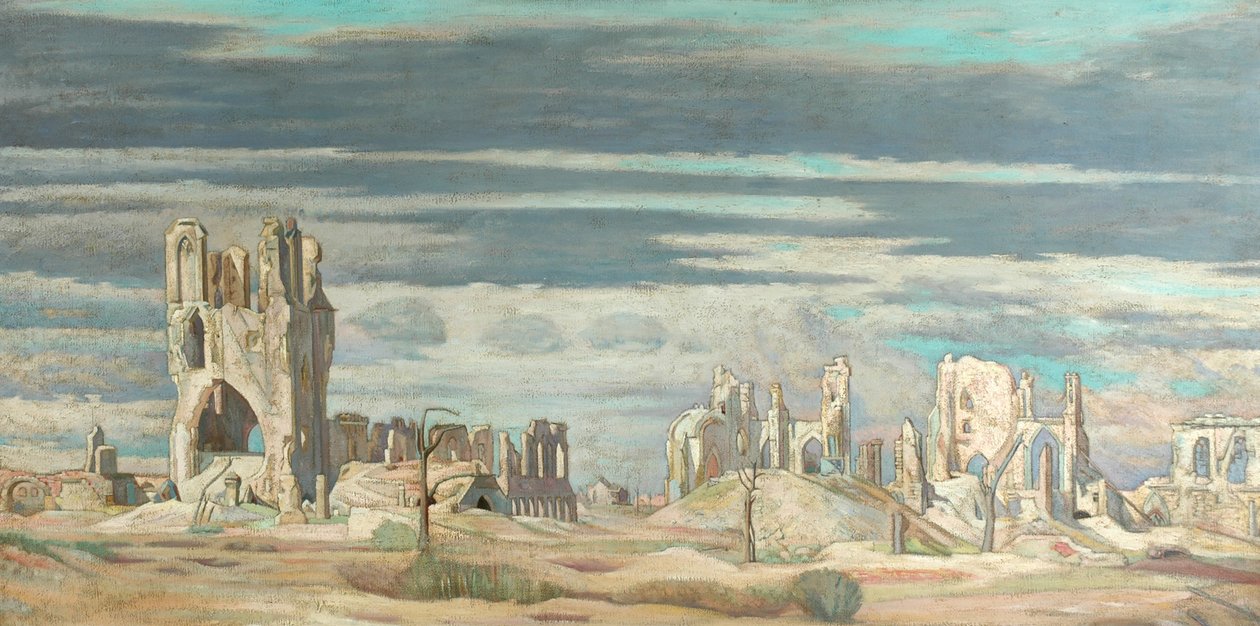 Kumaş Salonu, Ypres (tuval üzerine yağlı boya) by William Rothenstein