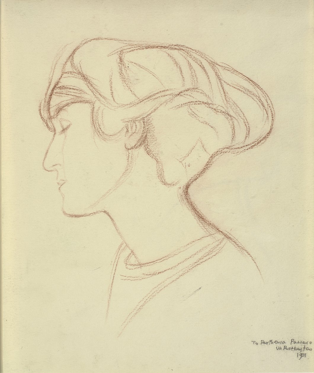 Soldaki profilde kadının başı (Parthenia Passano?) by William Rothenstein
