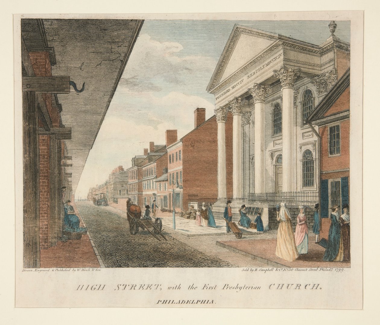High Street, First Presbiteryen Kilisesi, Philadelphia ile by William Russell Birch