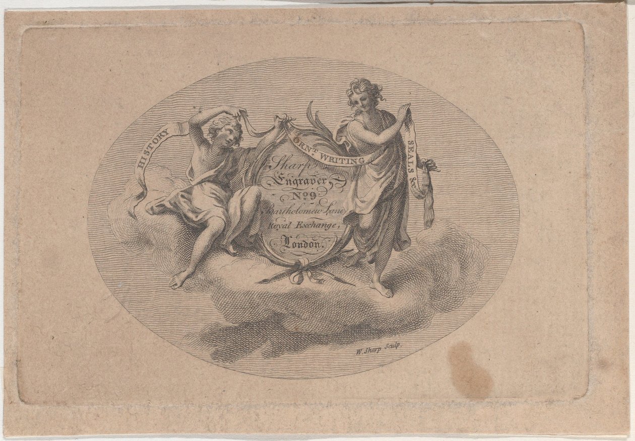 William Sharp için Ticaret Kartı, Engraver, 19. yüzyıl. by William Sharp