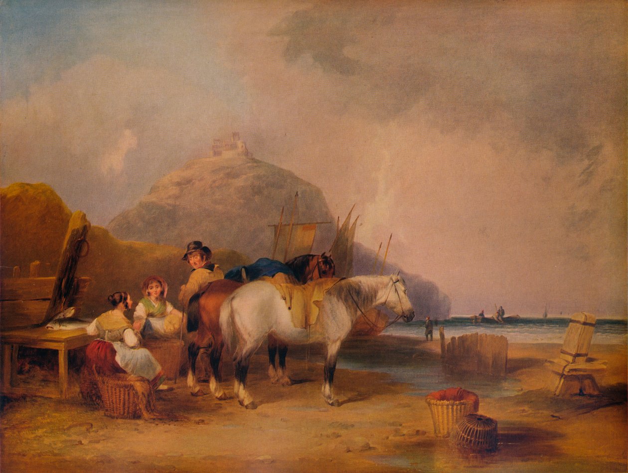 Figürler ve Atlarla Sahil Manzarası, c1841 by William Shayer