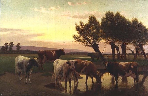 Amberley yakınlarında akşam by William Sidney Cooper