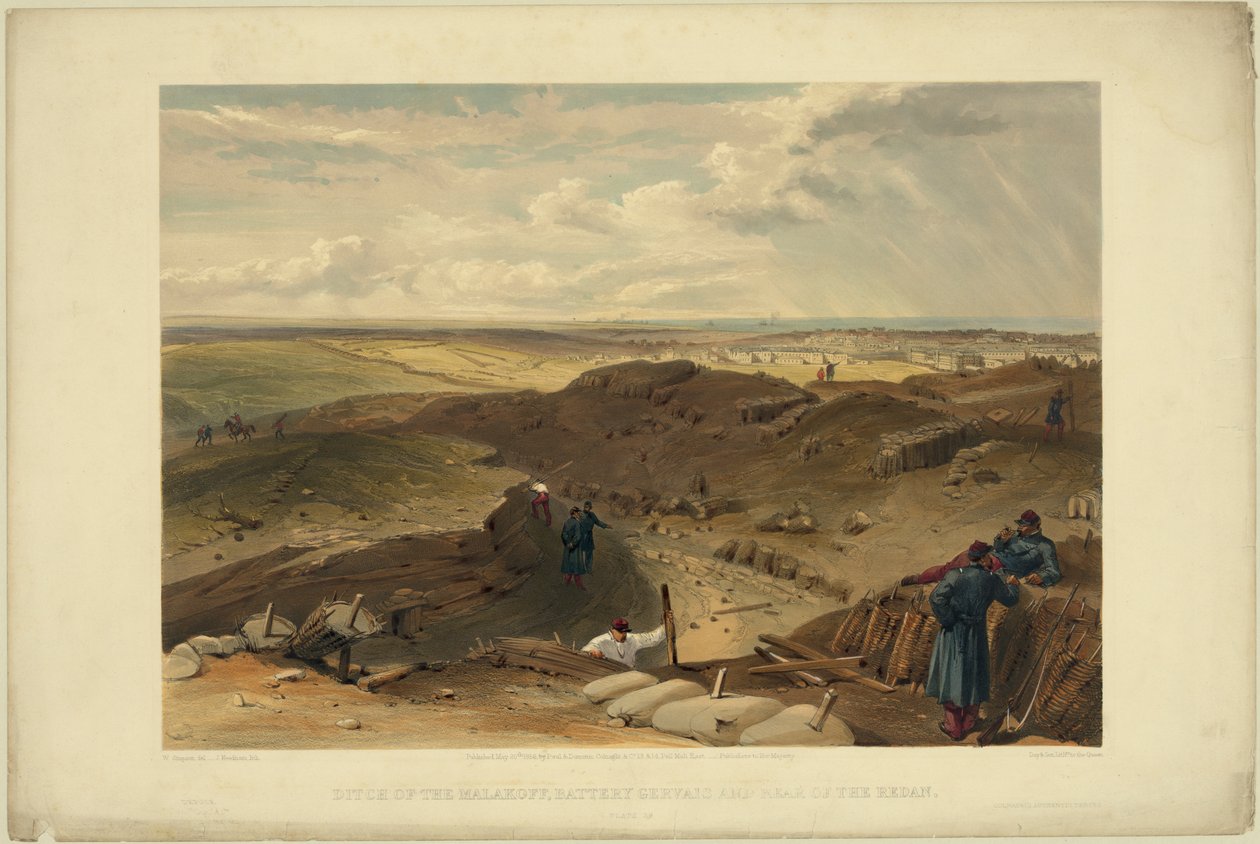 Malakoff tabyası, pil gervais ve redanın arkası, 1855 by William Crimea Simpson