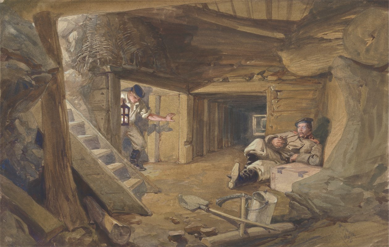 Bastion du Mat, Sivastopol, Kırım'daki maden by William Simpson