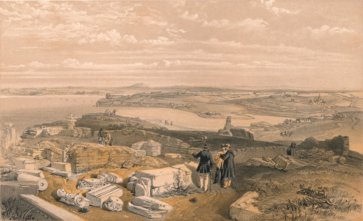 'Eski Chersonese ve St Vladimir Antik Kilisesi'nden Sivastopol', 1856. Sanatçılar: William Simpson, E Walker. by William Simpson