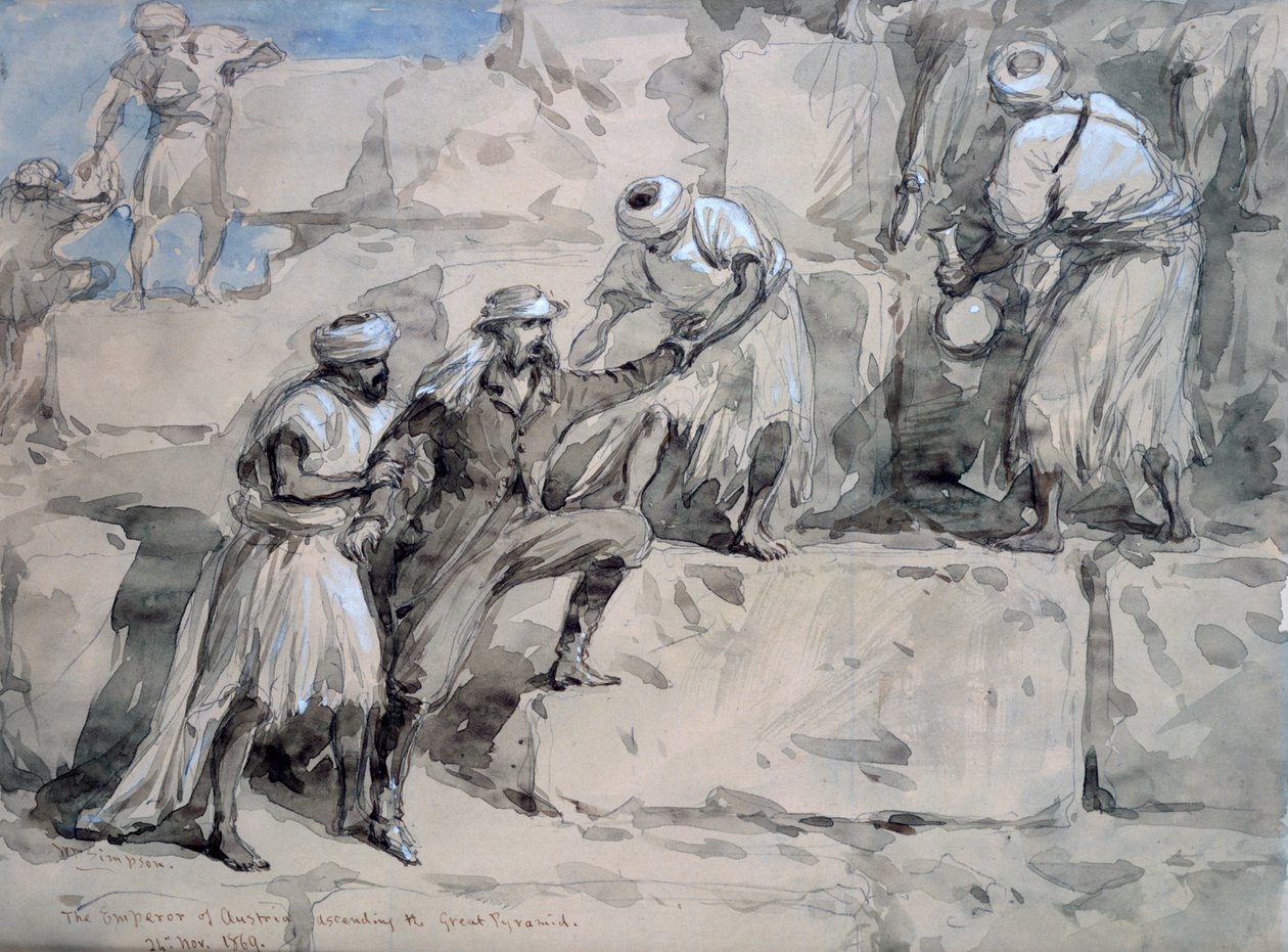 Avusturya İmparatoru Büyük Piramitten Yükseliyor, Mısır, 1869. by William Crimea Simpson