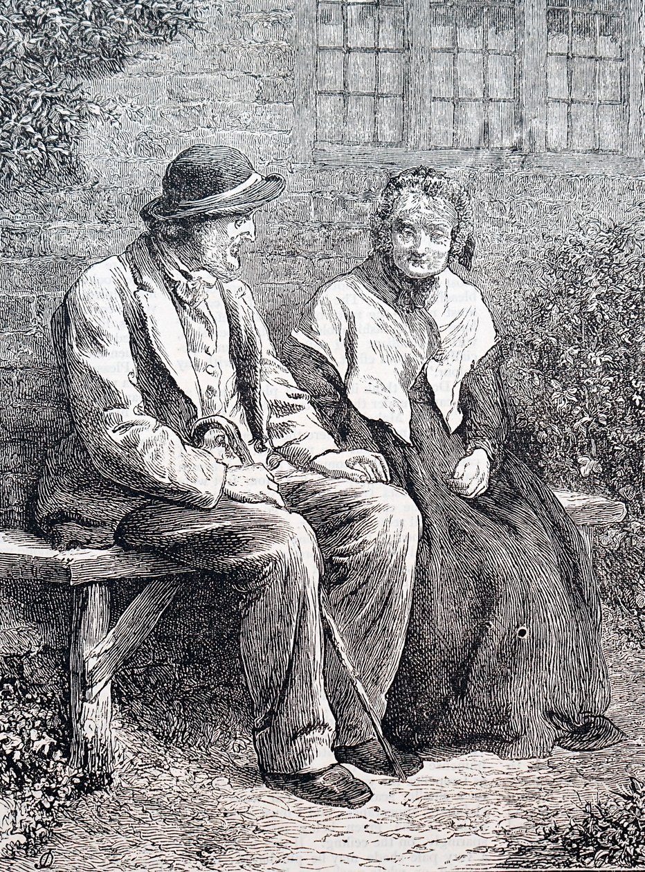 Yaşlı bir çift. İngiliz illüstratör William Small (1843-1929) tarafından. 1880 (gravür) by William Small