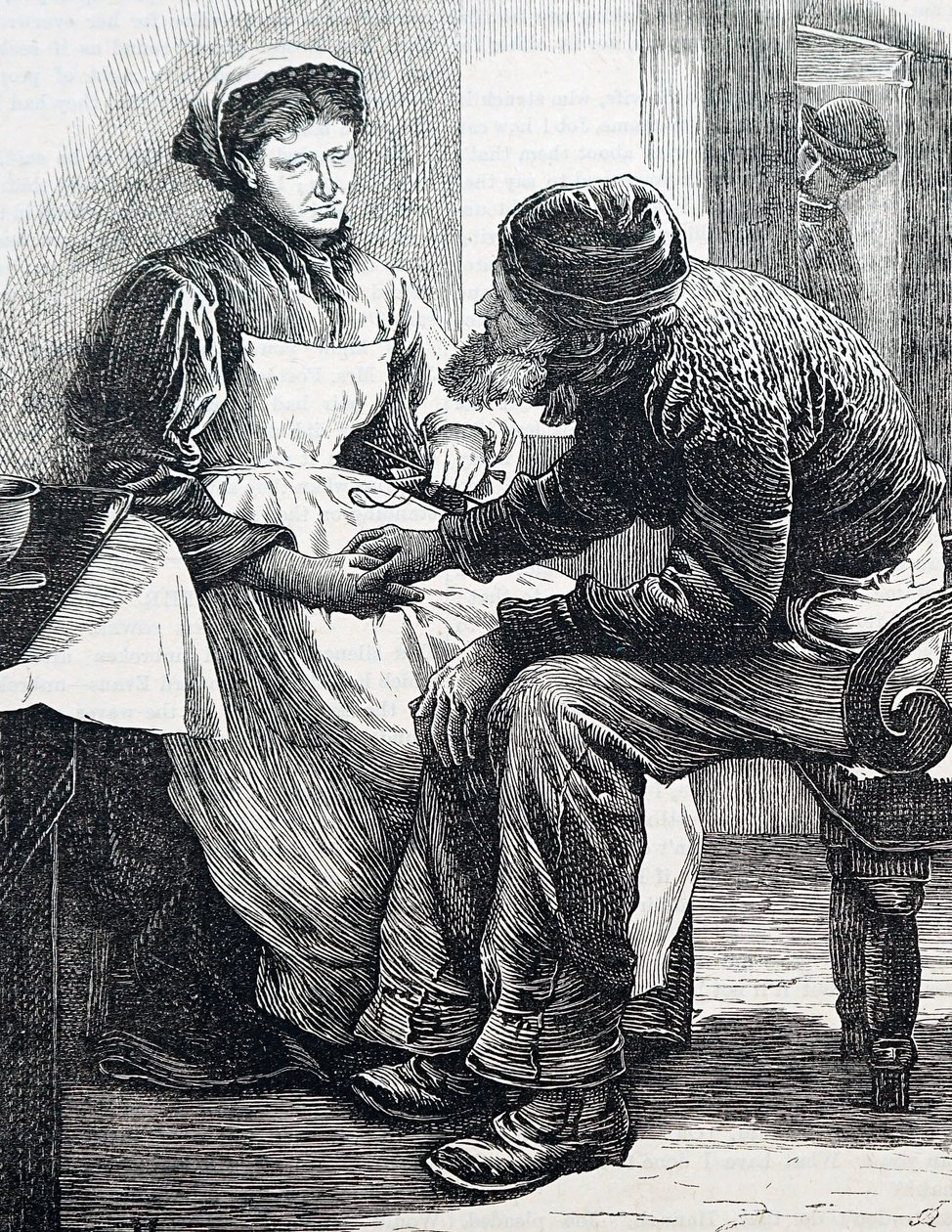 Yaşlı bir çift. İngiliz illüstratör William Small (1843-1929) tarafından. 1880 (gravür) by William Small