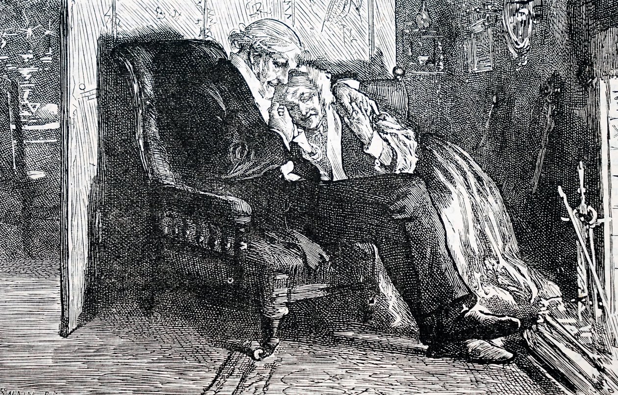 Yaşlı bir çift. İngiliz illüstratör William Small (1843-1929) tarafından. 1880 (gravür) by William Small