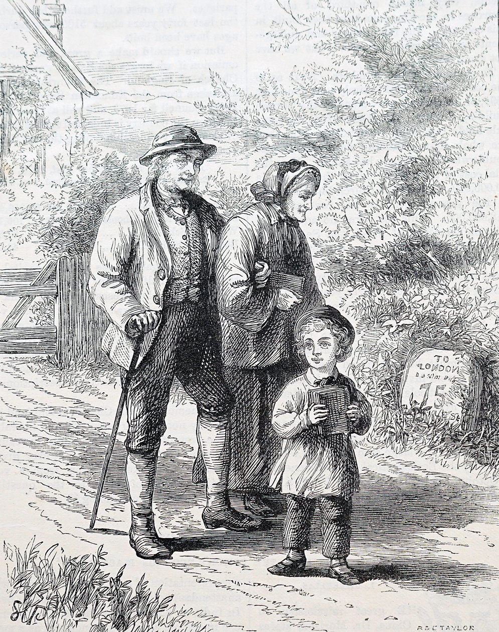 Yaşlı bir çift ve torunları. İngiliz illüstratör William Small (1843-1929) tarafından. 1880 (gravür) by William Small