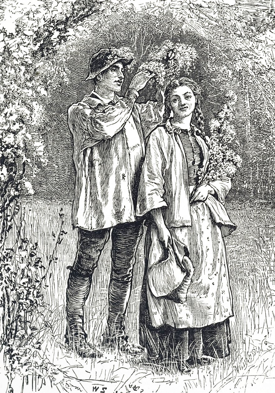 Mayıs Kraliçesinin taç giyme törenini tasvir eden gravür by William Small
