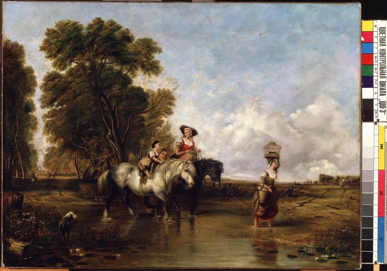 Ford geçişi (Bir ford aracılığıyla). William I Shayer (1788-1879) tarafından yapılan resim. Tuval üzerine yağlı boya, 94,5 x 127,5 cm. 19. yüzyıl İngiliz okulu. Devlet M.K. Ciurlionis Sanat Müzesi, Kaunas (Litvanya). by William Snr. Shayer