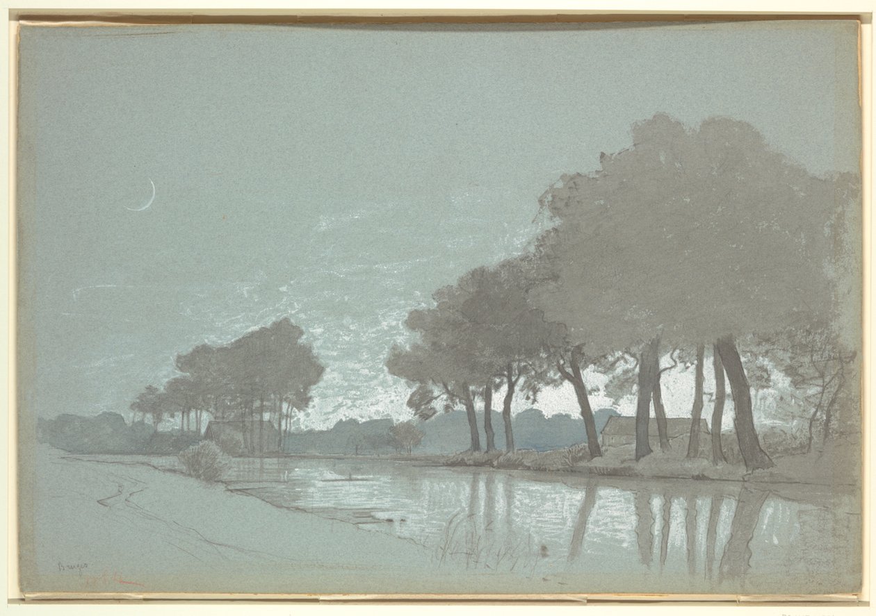 Bruges, Belçika Yakınlarındaki Kanal Manzarası by William Stanley Haseltine