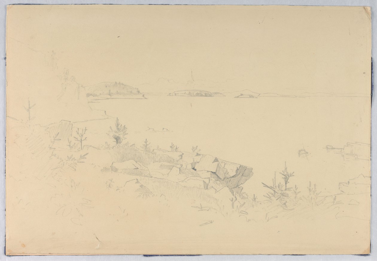 Deniz manzarası çalışması. Porcupine Adaları, Bar Harbor, ME by William Stanley Haseltine