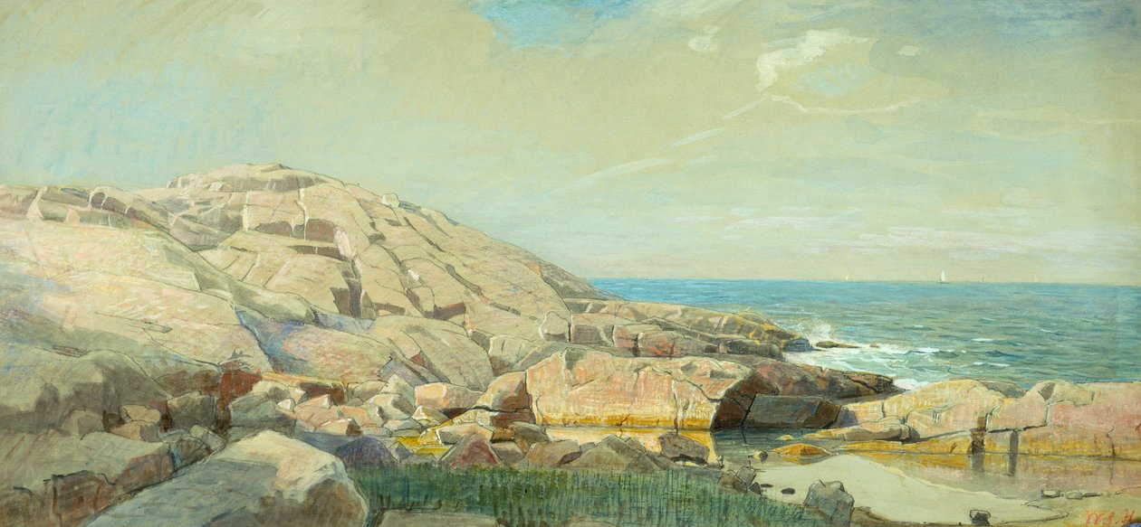 The Maine Coast at Sunset (kağıt üzerinde karışık teknik) by William Stanley Haseltine