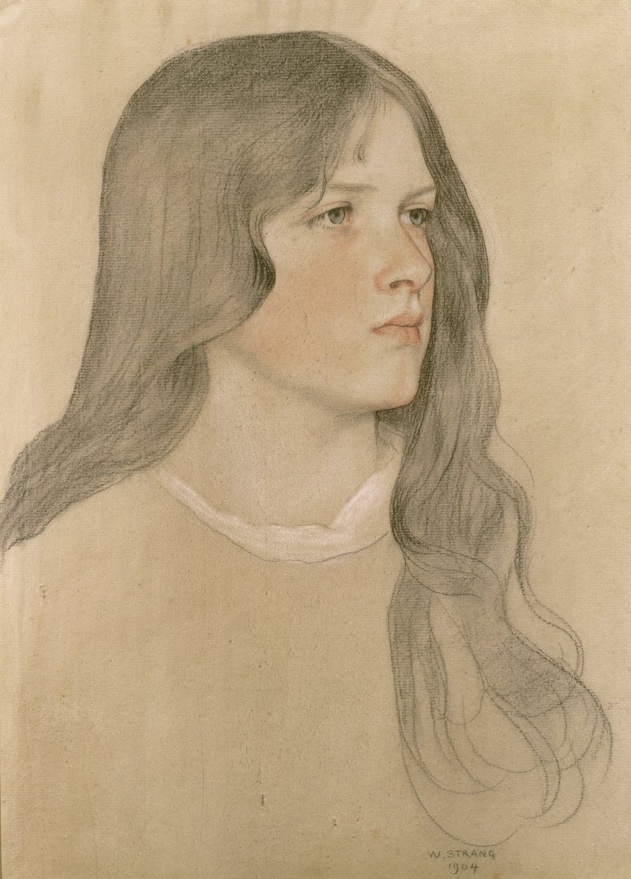 Bir Kızın Portresi, 1904 (kağıt üzerine renkli kalem) by William Strang