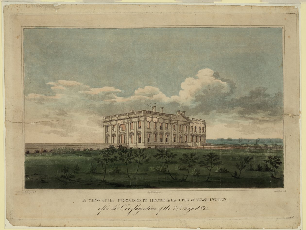 24 Ağustos 1814 yangınından sonra Washington kentindeki Beyaz Saray