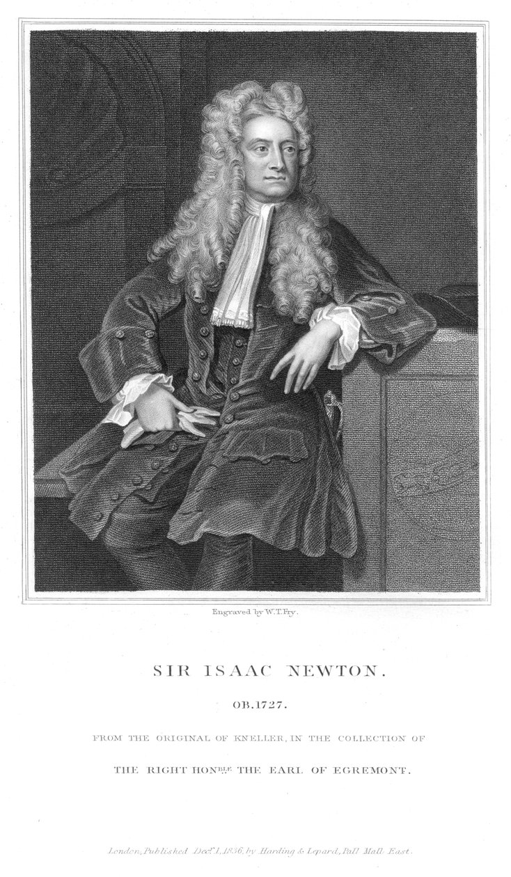Isaac Newton, İngiliz matematikçi ve fizikçi, 1836 by William Thomas Fry