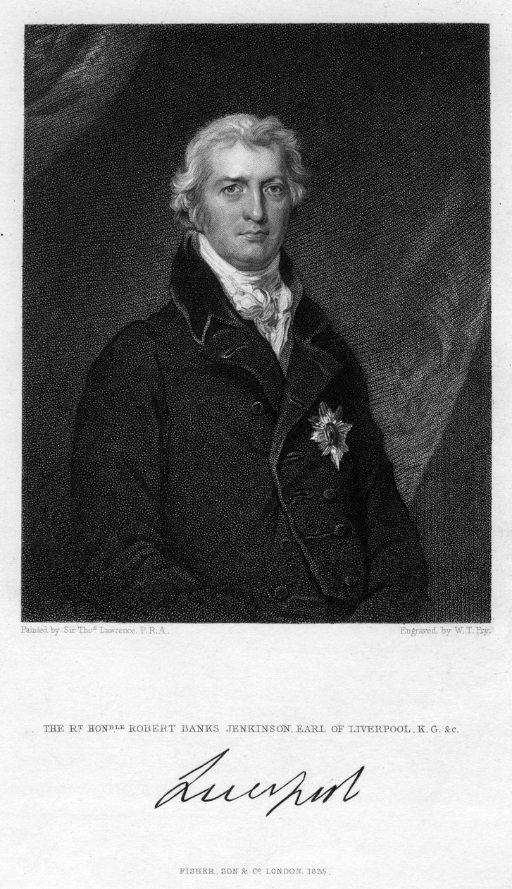 Robert Jenkinson, 2. Liverpool Kontu, İngiliz politikacı ve Başbakan, 1835. by William Thomas Fry