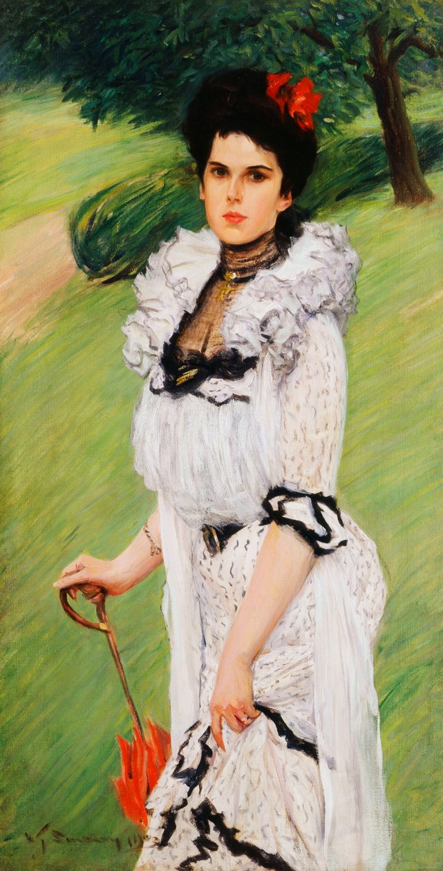 Beyaz Elbise - Parkta Genç Bir Kadının Portresi, 1903 by William Thomas Smedley