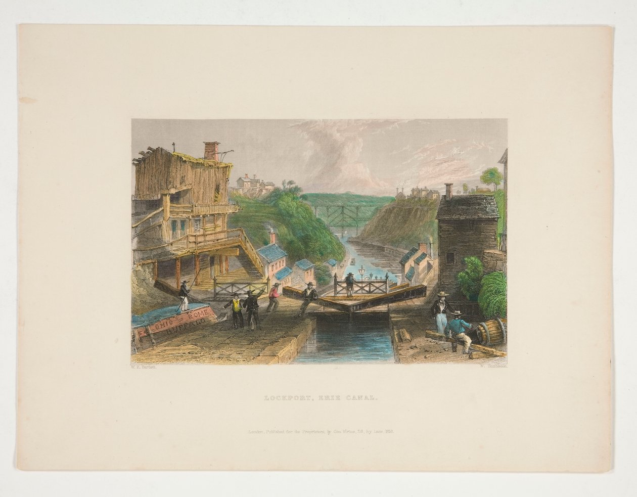 Lockport, Erie Kanalı, Nathaniel Parker Willis için illüstrasyon by William Tombleson