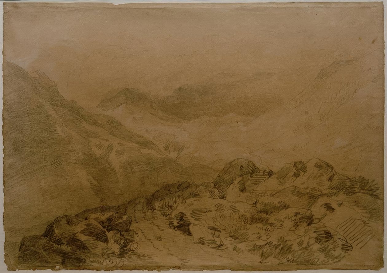 Dağlar Arasında Kayalık Bir Geçit (Glen Croe, Ben Arthur Yamaçları: Ben an Lochain) by Joseph Mallord William Turner