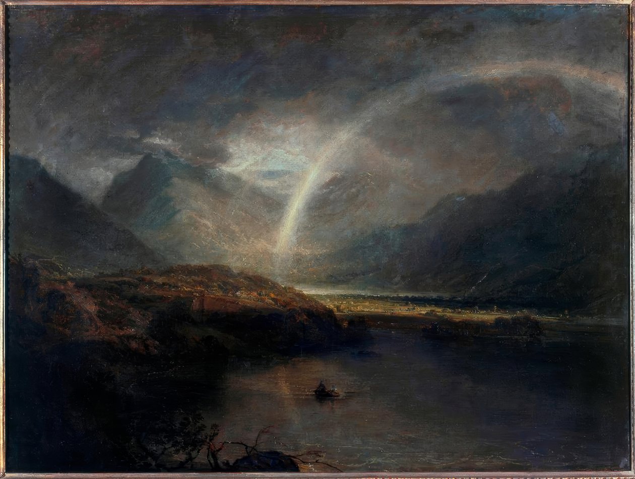 Buttermere Gölü, Cromackwater, Cumberland, Duş Parçası ile by Joseph Mallord William Turner