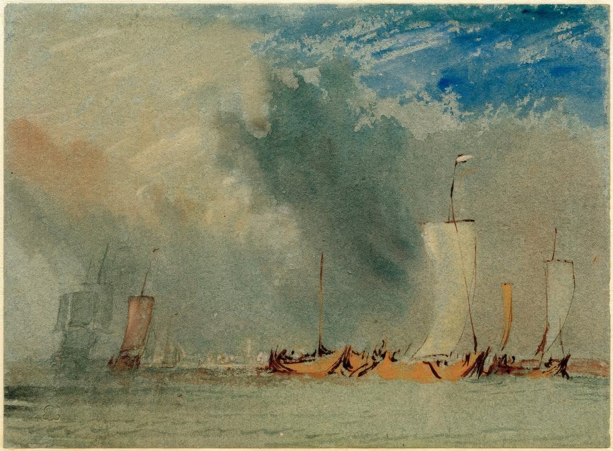 Nantes Yakınında: Bir Rüzgarın Rüzgarında Loire Mavnaları by Joseph Mallord William Turner