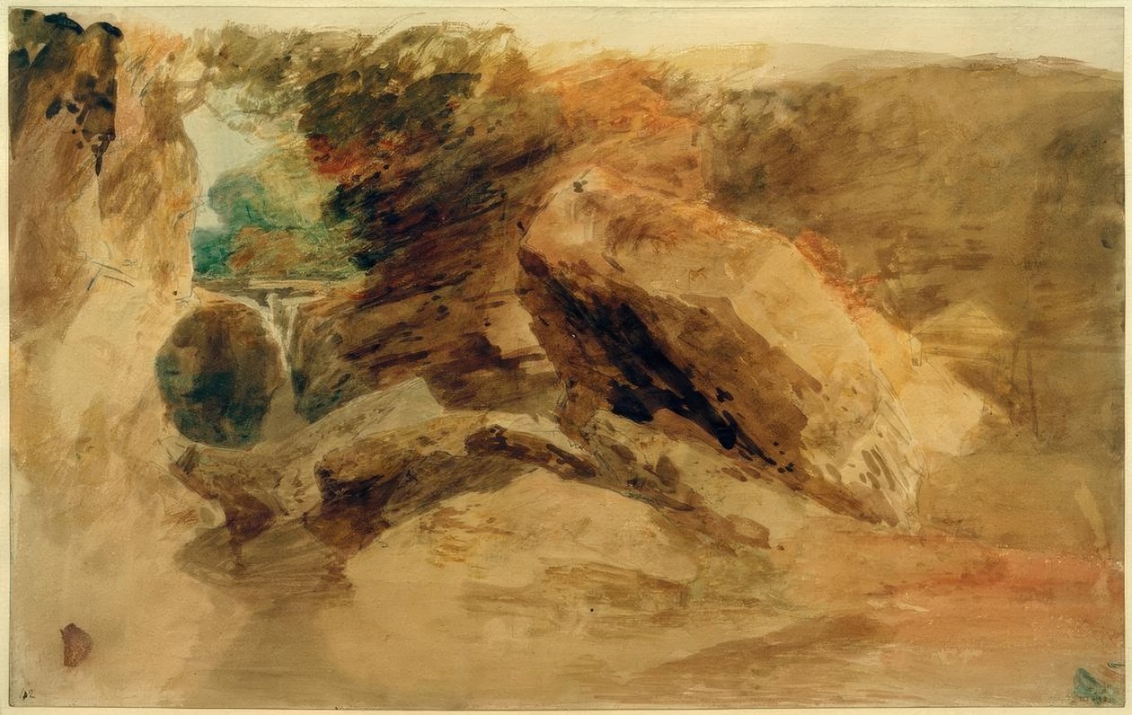 Dar Kanala Düşen Bir Dere ile Uçurumun Altında Kayalar by Joseph Mallord William Turner