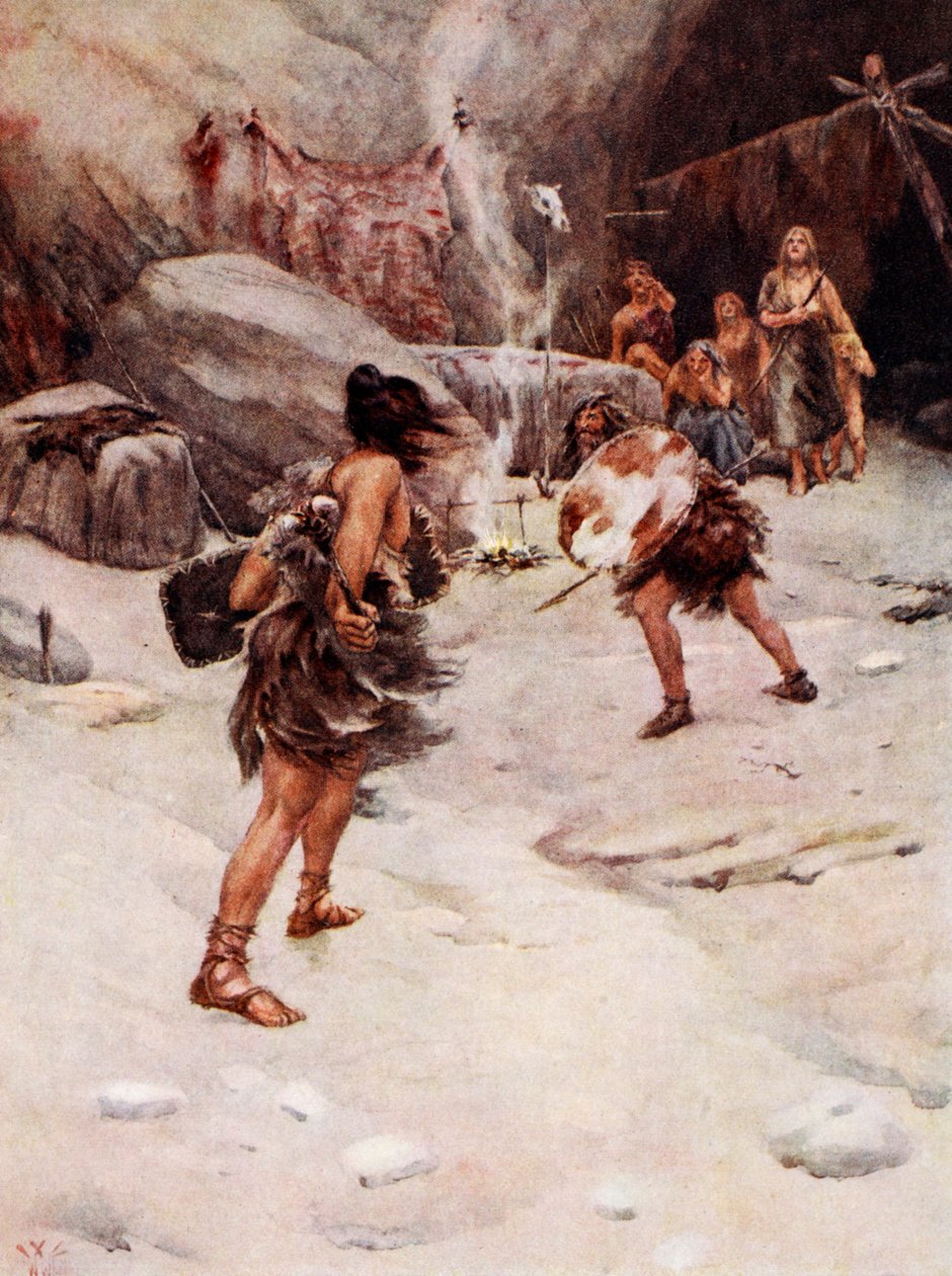 Tarih Öncesi Adam (renkli taş) by William W. (after) Collins