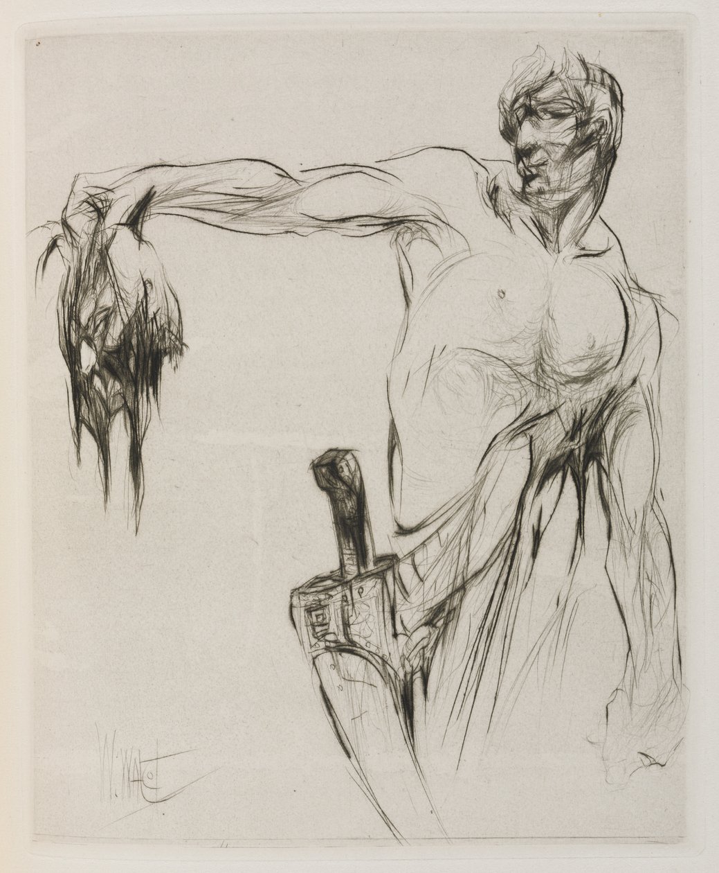 Herodias: Sayfa 53, Baş içeri girdi ve manneus onu saçlarından tuttu, kol mesafesinde, alkışlardan gurur duydu by William Walcot