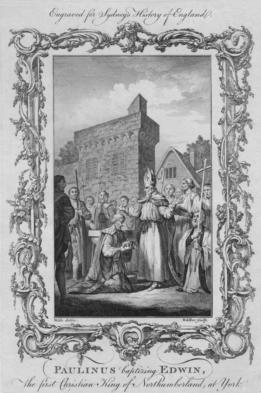 Paulinus, Northumberland'ın ilk Hıristiyan Kralı Edwin'i York'ta vaftiz ediyor, 1773. by William Walker