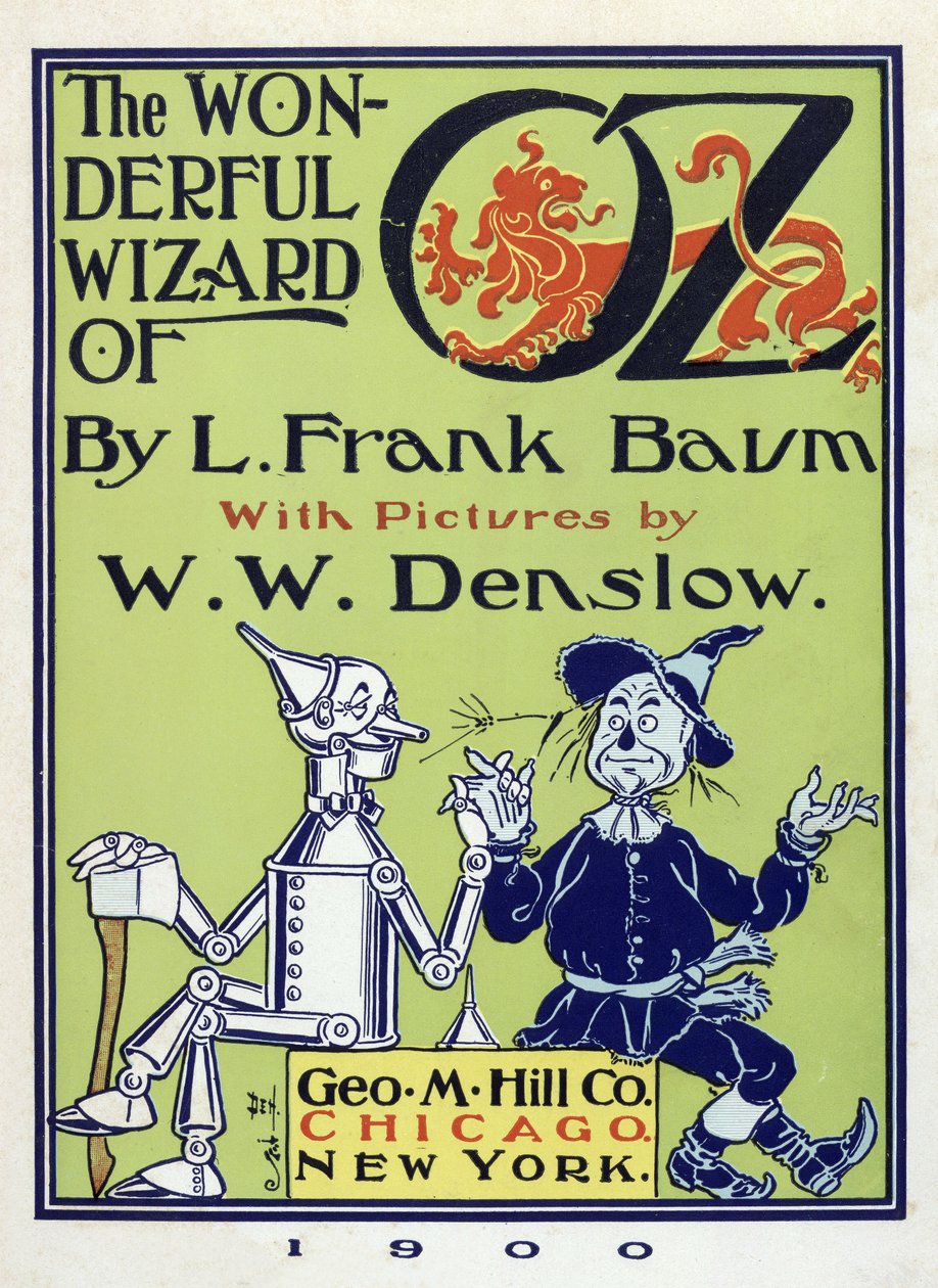 Lymna Frank Baum (1856 - 1919) pub'ın Harika Oz Büyücüsü'nden başlık sayfası. 1900 (renkli litografi) by William Wallace Denslow
