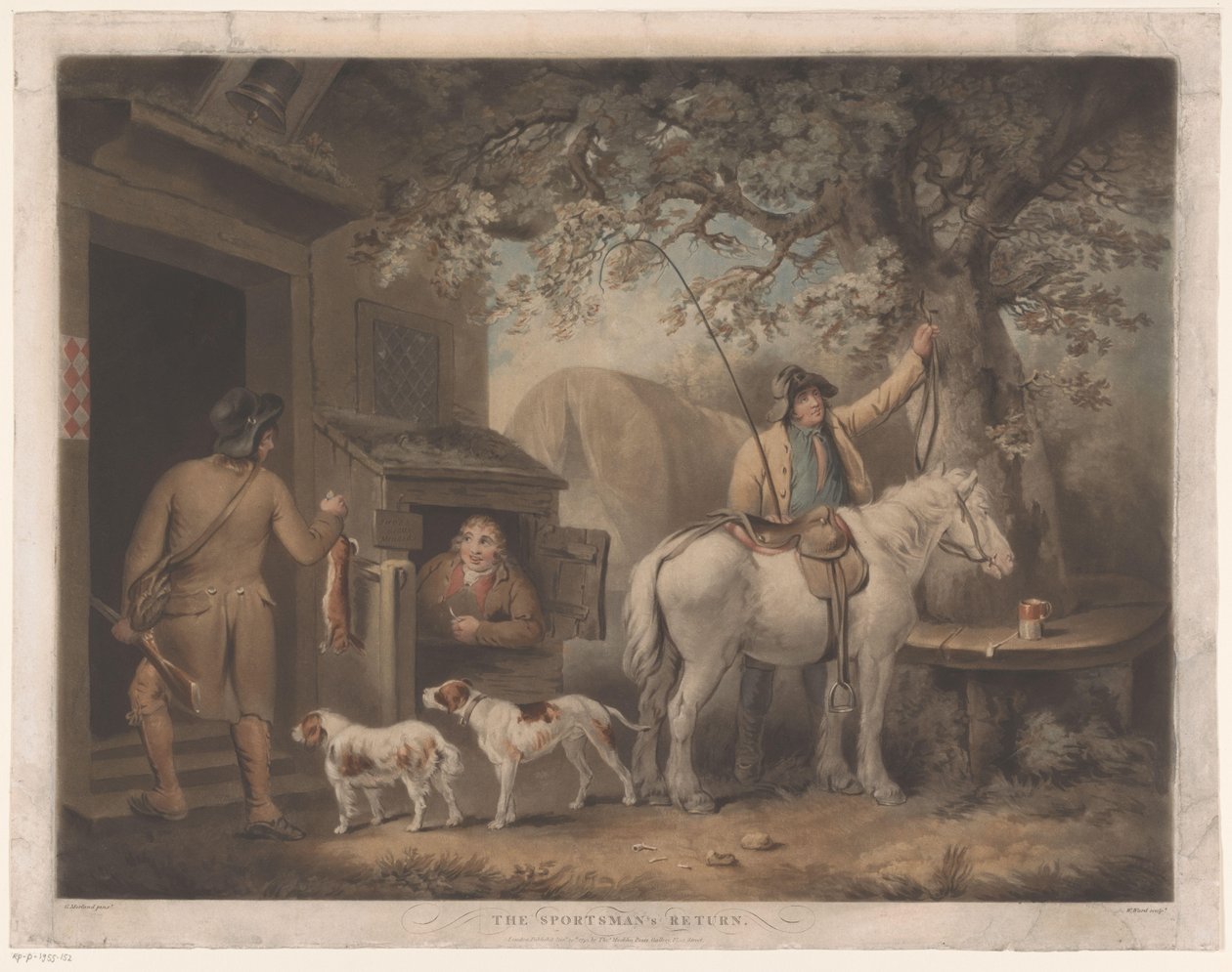 Bir hanın önünde erkekler ve kunduracı Sporcunun Dönüşü (nesne üzerindeki başlık) by William Ward