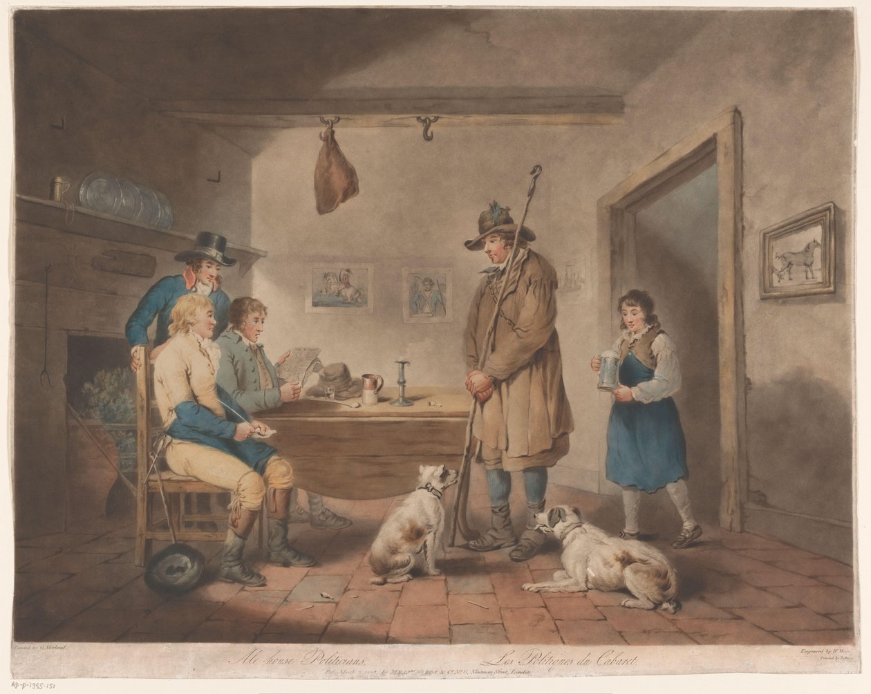 Bir handa erkekler Ale-house Politicians / Les Politiques du Cabaret (nesne üzerindeki başlık) by William Ward