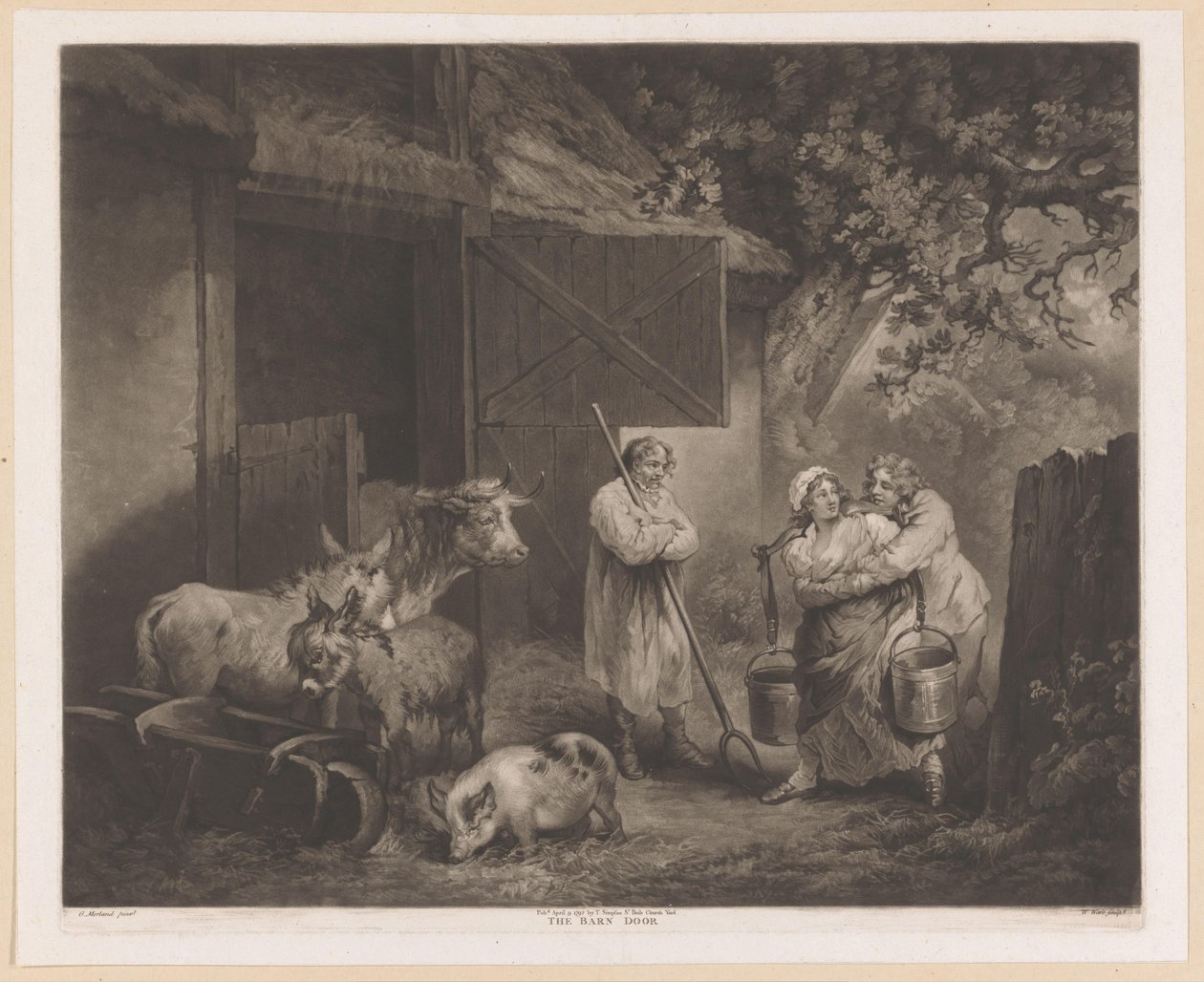 Sütçü kız ve iki ırgat bir ahırda Ahır Kapısı (nesne üzerindeki başlık) by William Ward