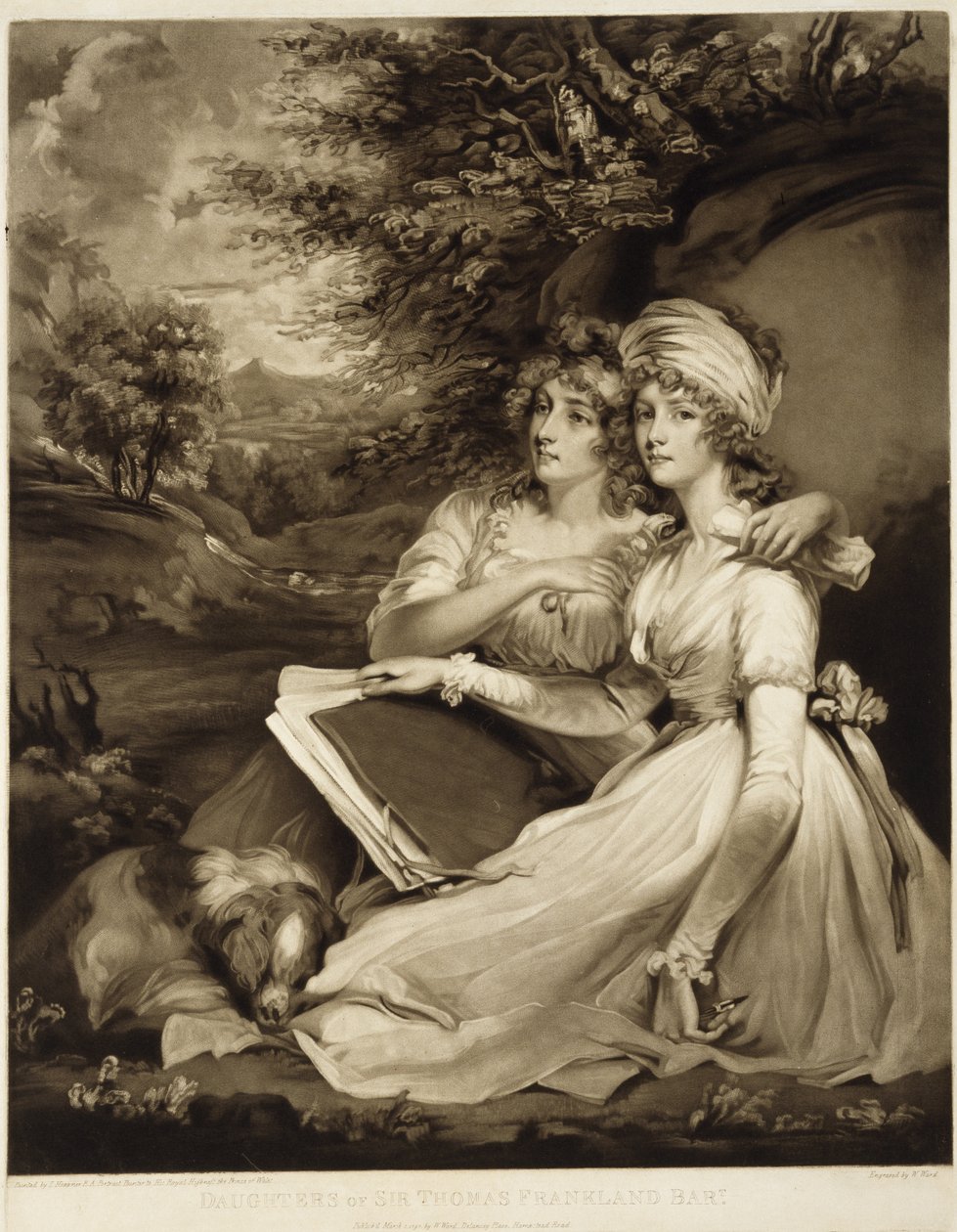 Sir Thomas Frankland'ın Kızları, Baronet, 1797 (kahverengi mürekkeple mezzotint) by William Ward
