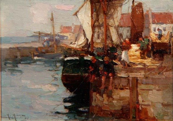 Rıhtım Kenarında Balık Tutmak by William Watt Milne