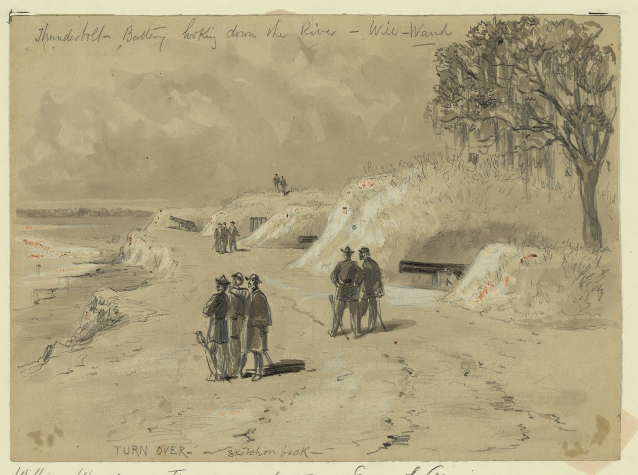 Nehirden aşağı bakan Thunderbolt Battery by William Waud