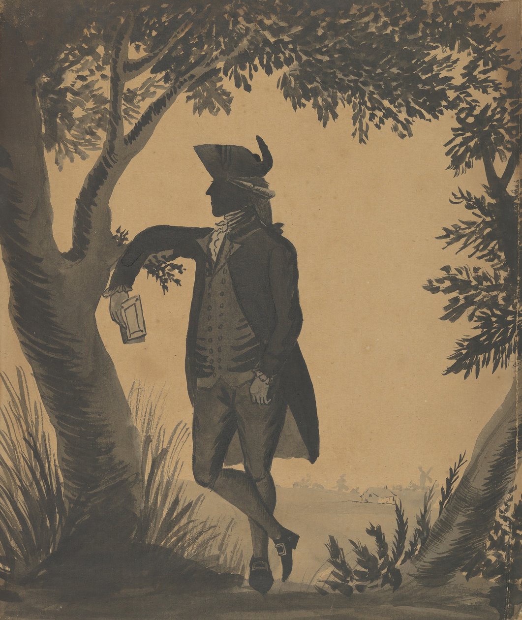 Bir Kitapla Bir Ağaca Yaslanmış Genç Adam, ca. 1780-89. by William Wellings