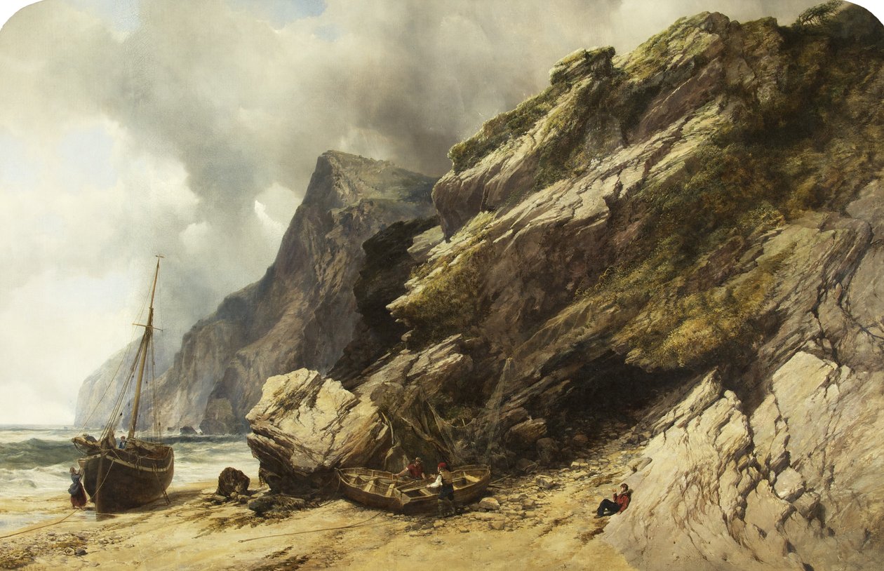 Cheyne Sahili, Ilfracombe, 1845 dolayları (tuval üzerine yağlı boya) by William West