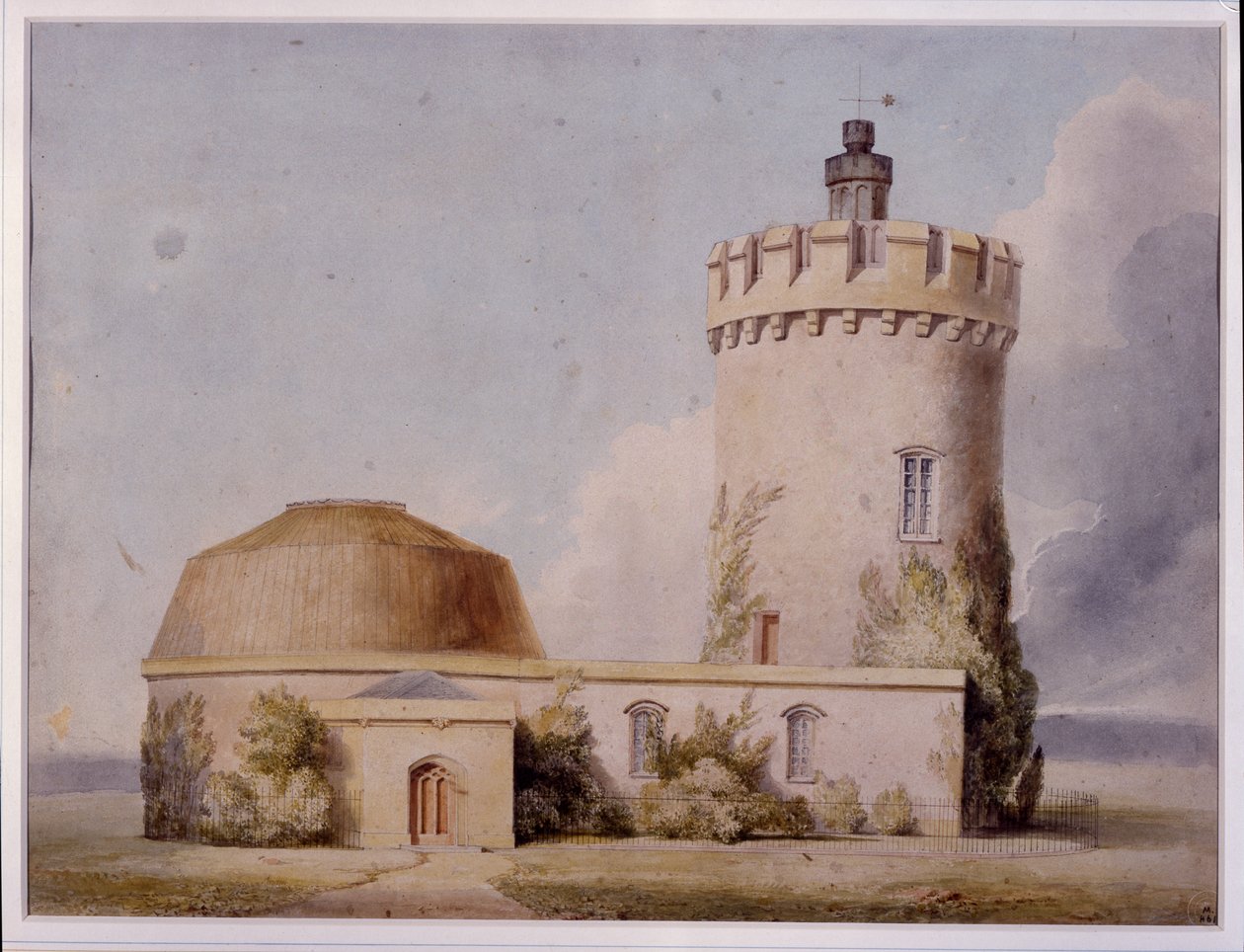 Gözlemevi ve Önerilen Eklemeler, c.1830 (kart üzerine sulu boya) by William West
