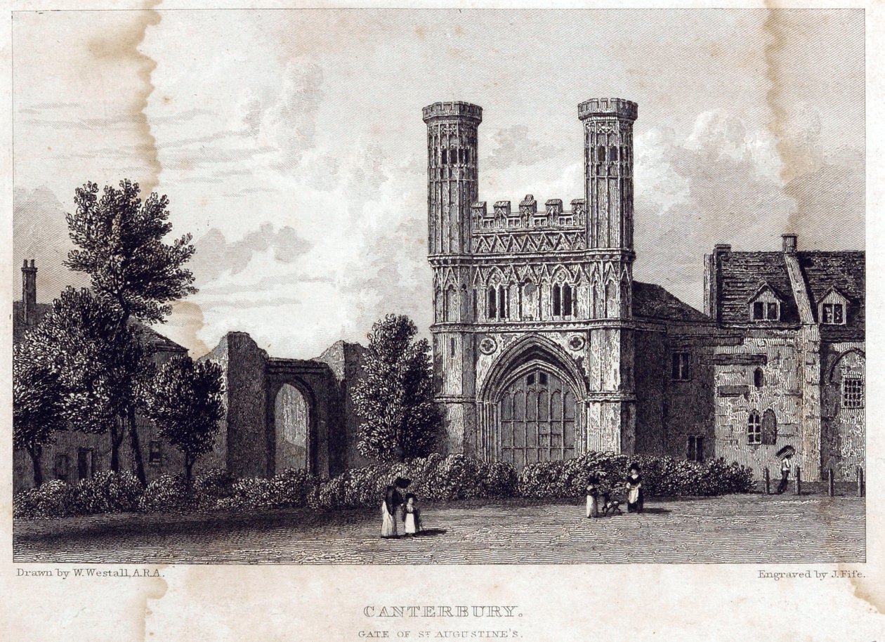 St Augustine Manastırı kapısının görünümü, 18. yüzyılın sonlarında by William Westall